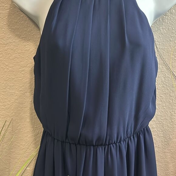 #105 I.N. San Francisco Navy blue sleeveless flutter, dress size Small - Picture 3 of 8